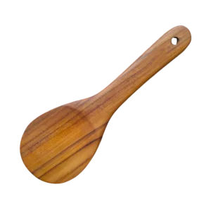 Teak wood rice scoop with rounded edge