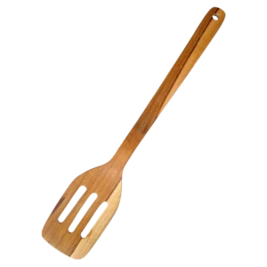 Spatula RANA, slotted, in teak wood